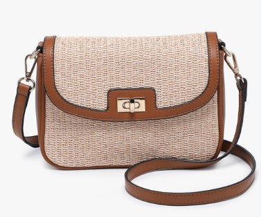 Jen Straw Twist Lock Crossbody